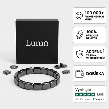 Hematitový náramek Lumo – 100 000+ proměněných mužů